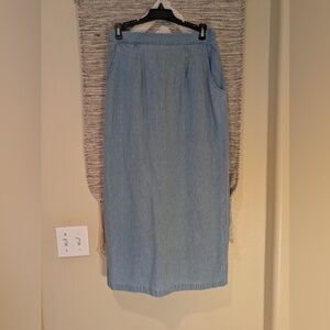 Blue Denim Midi Pencil Skirt with Zipper size M